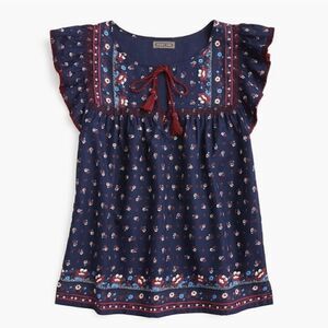 Point Sur for J. Crew Top SM Peasant Boho Hippie Surf Embroidered Dark Romantic